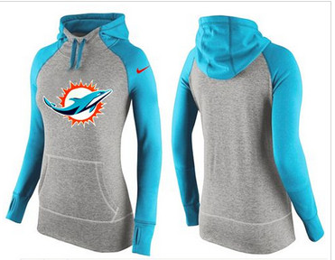 Women Nike Miami Dolphins Performance Hoodie Grey & Blue_2