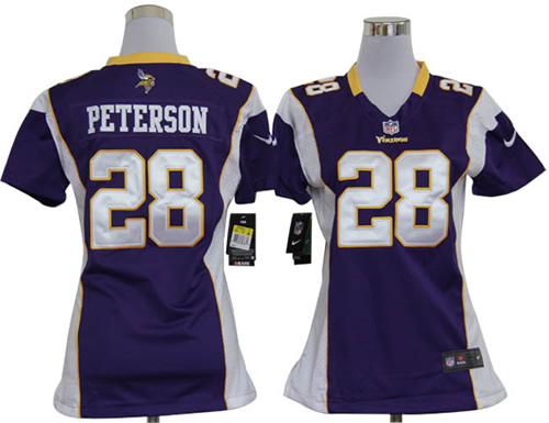 women minnesota vikings 28 adrian peterson game purple jerseys