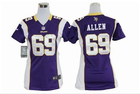 Women NEW Minnesota Vikings 69 Jared Allen Game Purple Jerseys