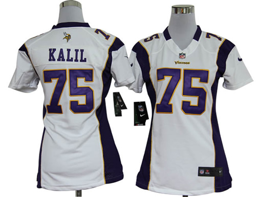 Women NEW Minnesota Vikings 75 Matt Kalil White Jerseys