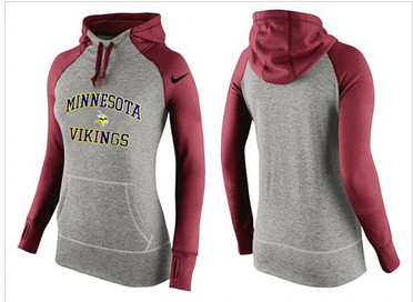 Women Nike Minnesota Vikings Performance Hoodie Grey & Red
