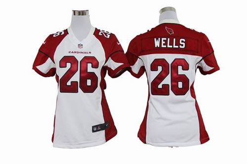 Women NEW NFL Arizona Cardinals 26 Chris Wells White Jerseys
