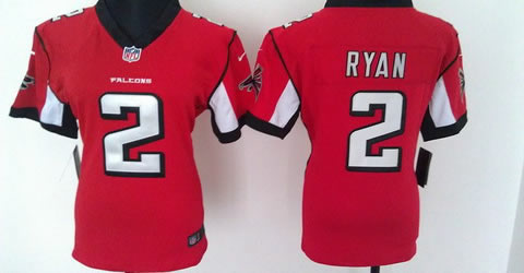 Women NEW NFL Atlanta Falcons 2 Matt Ryan Red Jerseys