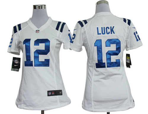women nfl indianapolis colts 12 andrew luck white jerseys