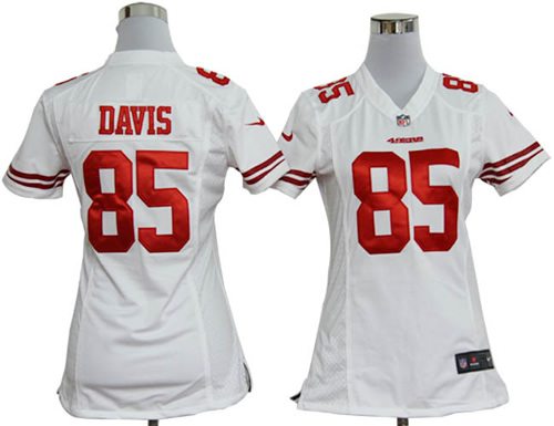 Women NEW NFL San Francisco 49ers 85 Vernon Davis White Jerseys