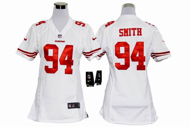 Women NEW NFL San Francisco 49ers 94 Justin Smith White Jerseys
