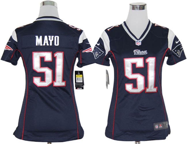 Women NEW NFL New England Patriots 51 Jerod Mayo Blue Jerseys