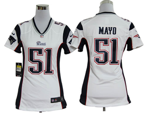 women NEW new england patriots 51 jerod mayo white jerseys