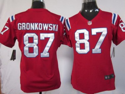 Women NEW NFL New England Patriots 87 Rob Gronkowski Game Red Jerseys