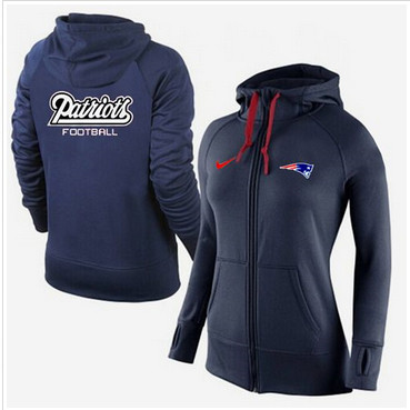 Women Nike New England Patriots Full-Zip Performance Hoodie Dark Blue