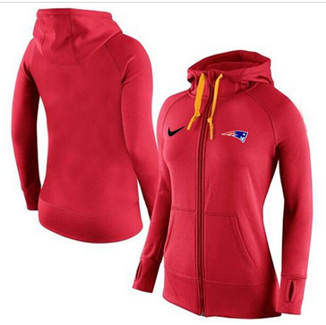 Women Nike New England Patriots Full-Zip Performance Hoodie Red