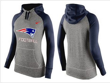 Women Nike New England Patriots Performance Hoodie Grey & Dark Blue_1