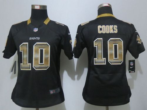 Women Nike New Orleans Saints #10 Brandin Cooks Black Team Color Stitched NFL Elite Strobe Jersey
