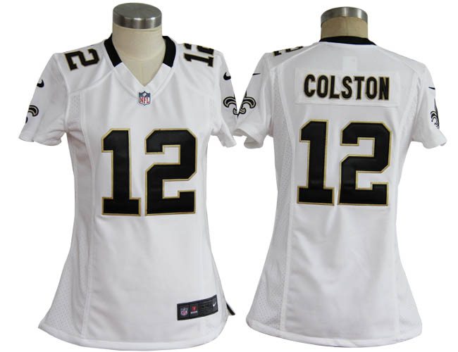 Women NEW New Orleans Saints 12 Marques Colston White Jerseys