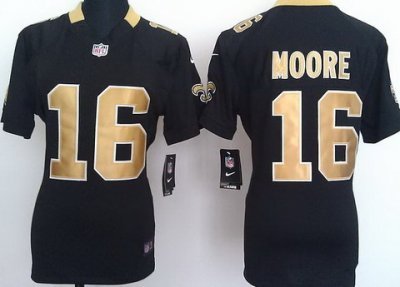 Women NEW New Orleans Saints 16 Lance Moore Black NEW NFL Jerseys