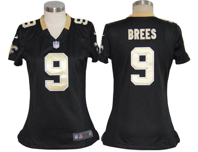 Women NEW New Orleans Saints 9 Drew Brees Black Jerseys