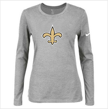 Women Nike New Orleans Saints Of The City Long Sleeve Tri-Blend NFL T-Shirt Light Grey