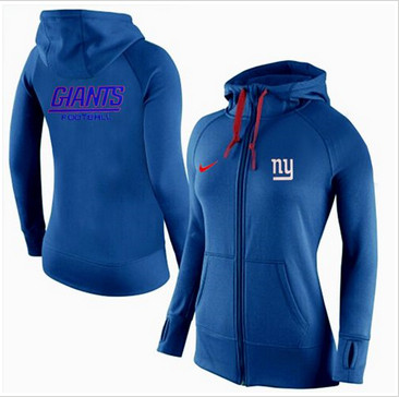Women Nike New York Giants Full-Zip Performance Hoodie Blue