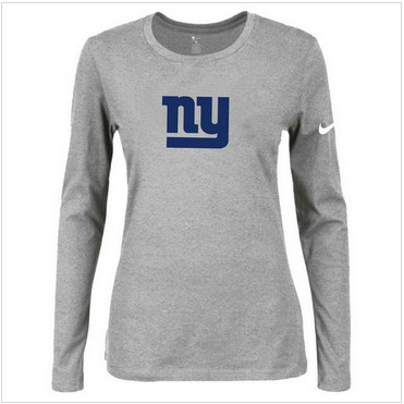 Women Nike New York Giants Of The City Long Sleeve Tri-Blend NFL T-Shirt Light Grey-2