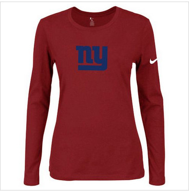 Women Nike New York Giants Of The City Long Sleeve Tri-Blend NFL T-Shirt Red-2