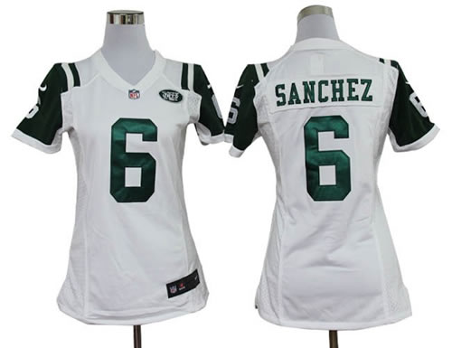 Women NEW New York Jets 6 Mark Sanchez White Jerseys