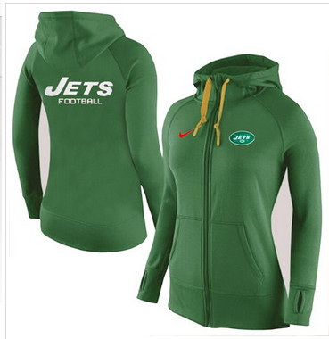 Women Nike New York Jets Full-Zip Performance Hoodie Green