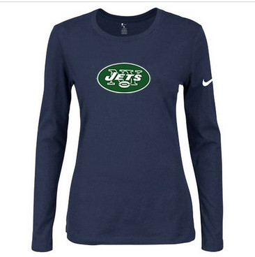 Women Nike New York Jets Of The City Long Sleeve Tri-Blend NFL T-Shirt Dark Blue