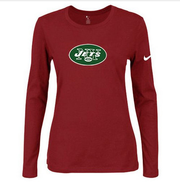 Women Nike New York Jets Of The City Long Sleeve Tri-Blend NFL T-Shirt Red