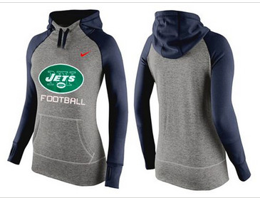 Women Nike New York Jets Performance Hoodie Grey & Dark Blue