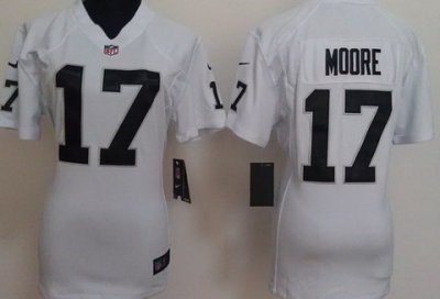 Women NEW Oakland Raiders 17 Denarius Moore White Jerseys
