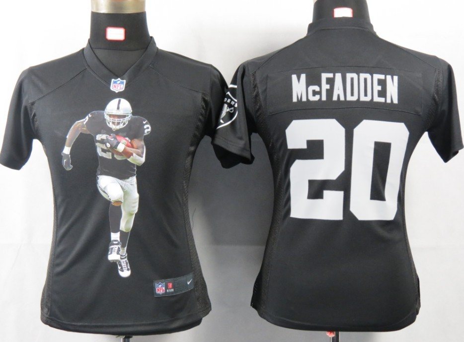 Women NEW NFL Oakland Raiders 20 Mcfadden Black Portrait FaShion Game Jerseys