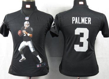 Women NEW NFL Oakland Raiders 3 Palmer Black Portrait Fashion Game Jerseys