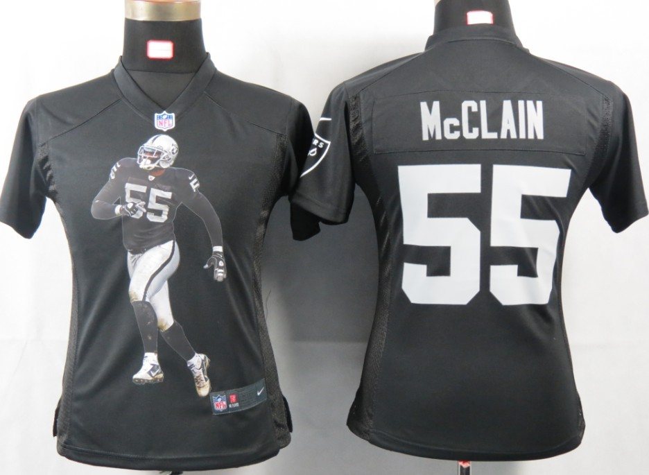 Women NEW NFL Oakland Raiders 55 Mcclain Black Portrait FaShion Game Jerseys