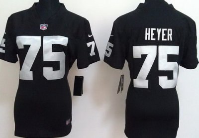 Women NEW Oakland Raiders 75 Stephon Heyer Black Jerseys