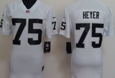 Women NEW Oakland Raiders 75 Stephon Heyer White Jerseys