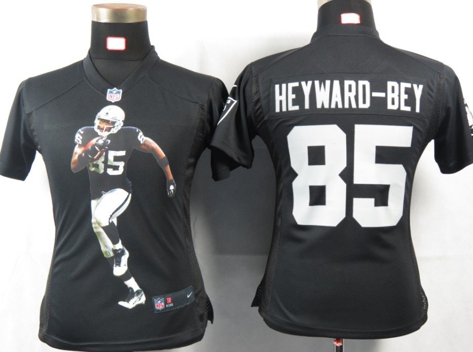 Women NEW NFL Oakland Raiders 85 Heyward-bey Black Portrait FaShion Game Jerseys