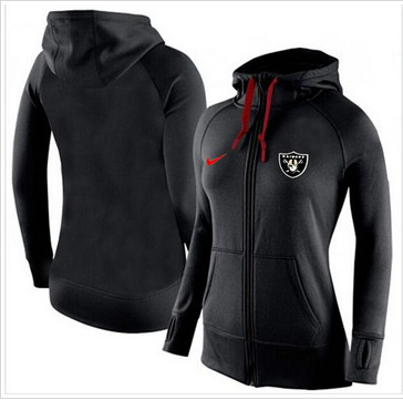 Women Nike Oakland Raiders Full-Zip Performance Hoodie Black_2