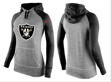 Women Nike Oakland Raiders Performance Hoodie Grey & Black_2