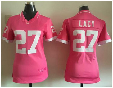 Women Nike Packers #27 Eddie Lacy Pink Stitched NFL Elite Bubble Gum Jersey