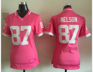 Women Nike Packers #87 Jordy Nelson Pink Stitched NFL Elite Bubble Gum Jersey
