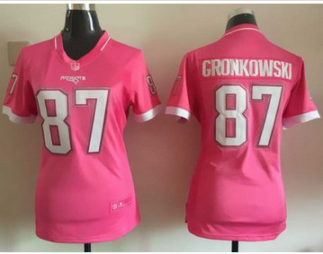 Women Nike Patriots #87 Rob Gronkowski Pink Stitched NFL Elite Bubble Gum Jersey