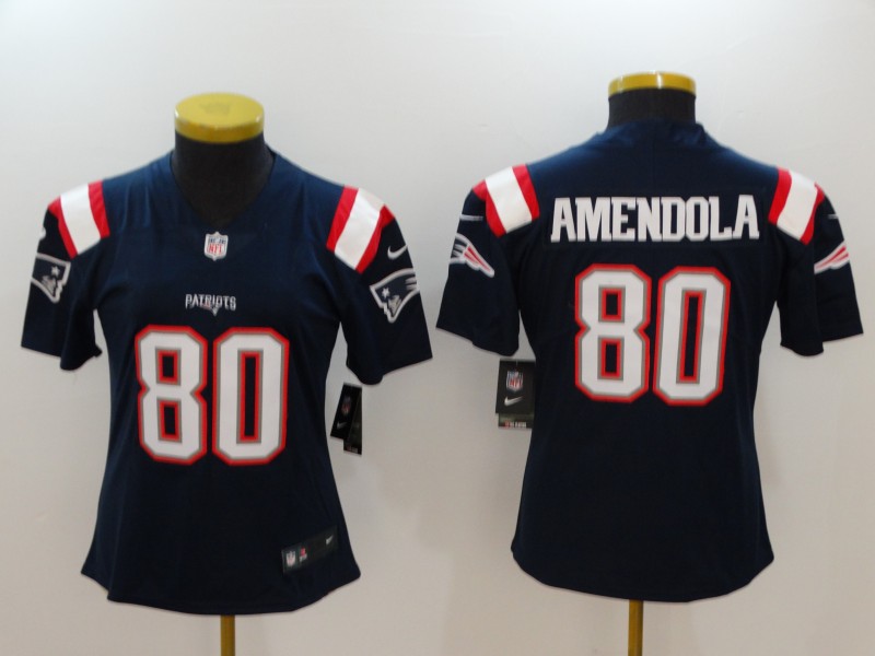 Women Nike Patriots 80 Danny Amendola Navy Women Color Rush Limited Jersey