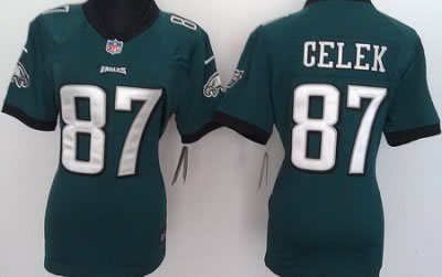 Women NEW Philadelphia Eagles 87 Brent Celek Green Jerseys