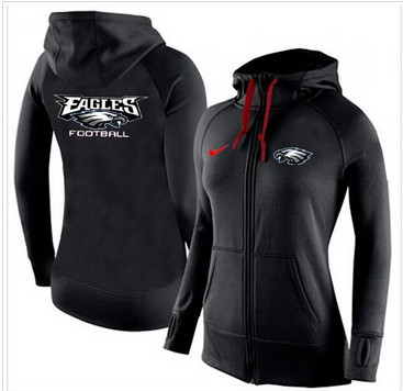 Women Nike Philadelphia Eagles Full-Zip Performance Hoodie Black