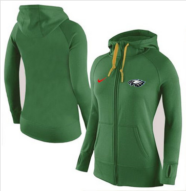 Women Nike Philadelphia Eagles Full-Zip Performance Hoodie Green