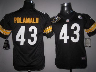 Women NEW Pittsburgh Steelers #43 Troy Polamalu Black NEW NFL Jerseys W 80 Anniversary Patch