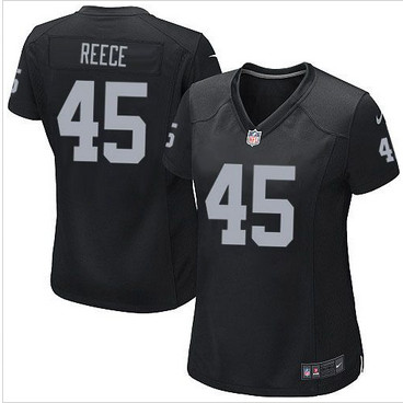 Women Nike Raiders #45 Marcel Reece Black Team Color Stitched NFL Elite Jersey