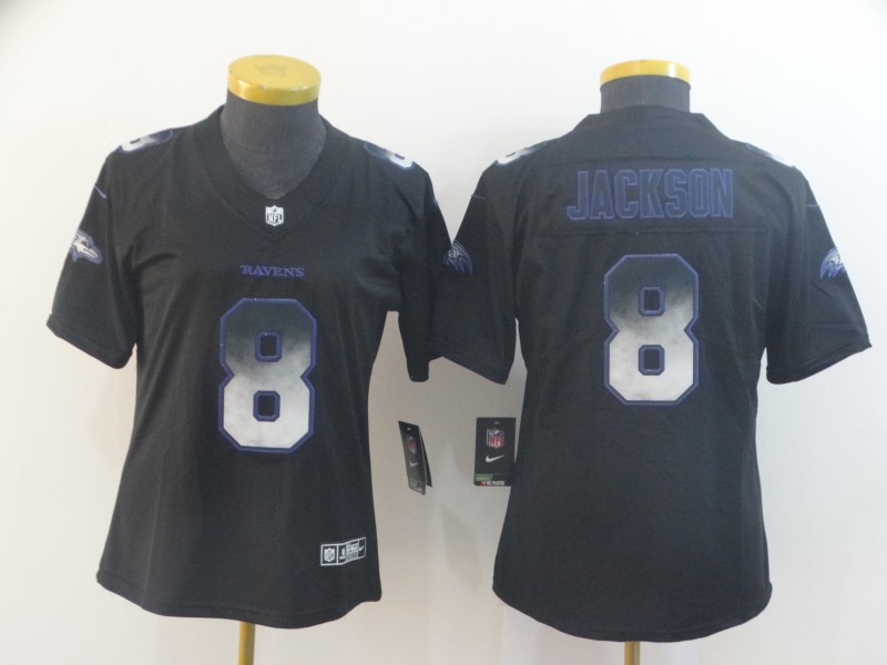 Women Nike Ravens 8 Lamar Jackson Smoke Women Vapor Untouchable Limited Jersey