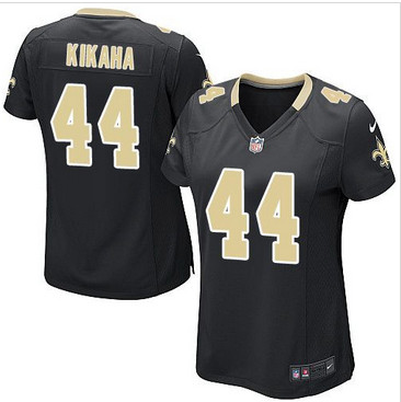 Women Nike Saints #44 Hau'oli Kikaha Black Team Color Stitched NFL Elite Jersey