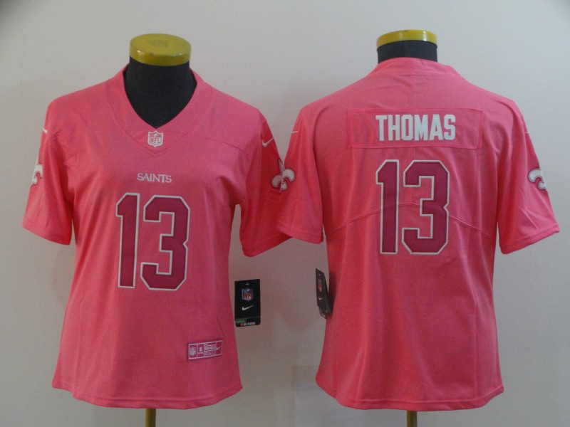 Women Nike Saints 13 Michael Thomas Pink Women Rush Fashion Limited Jersey